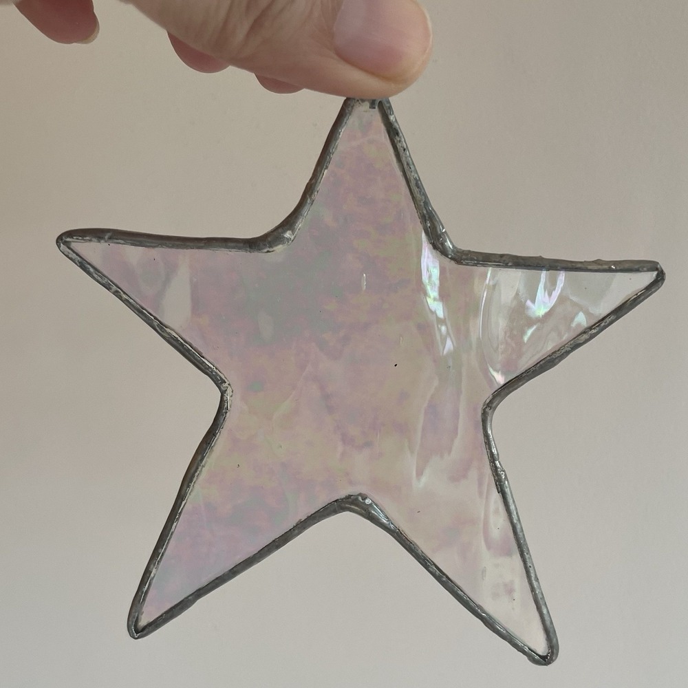 Iridescent Glass Sun Catcher Star 4" Handmade Hanging Ornament Gift Holiday